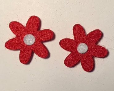Filzblume rot, mit weissem Punkt